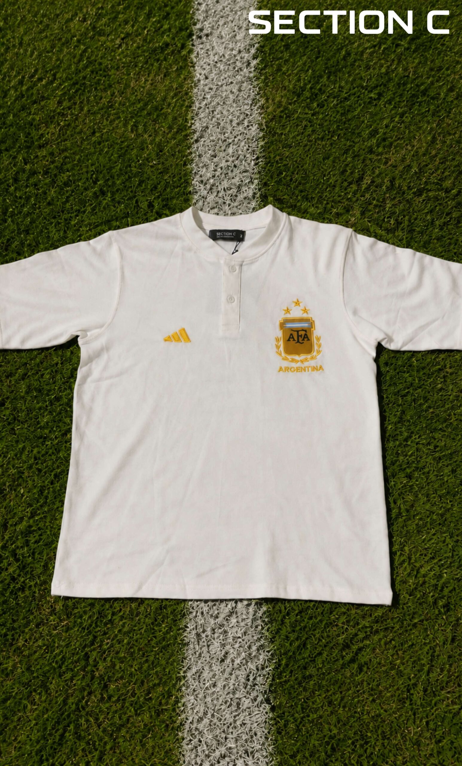 white-arg (2) ARGENTINA HALO WHITE HENLEY NECK T-SHIRT - Image 1